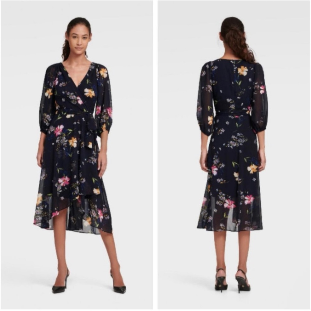 DKNY Floral Wrap MIDI
